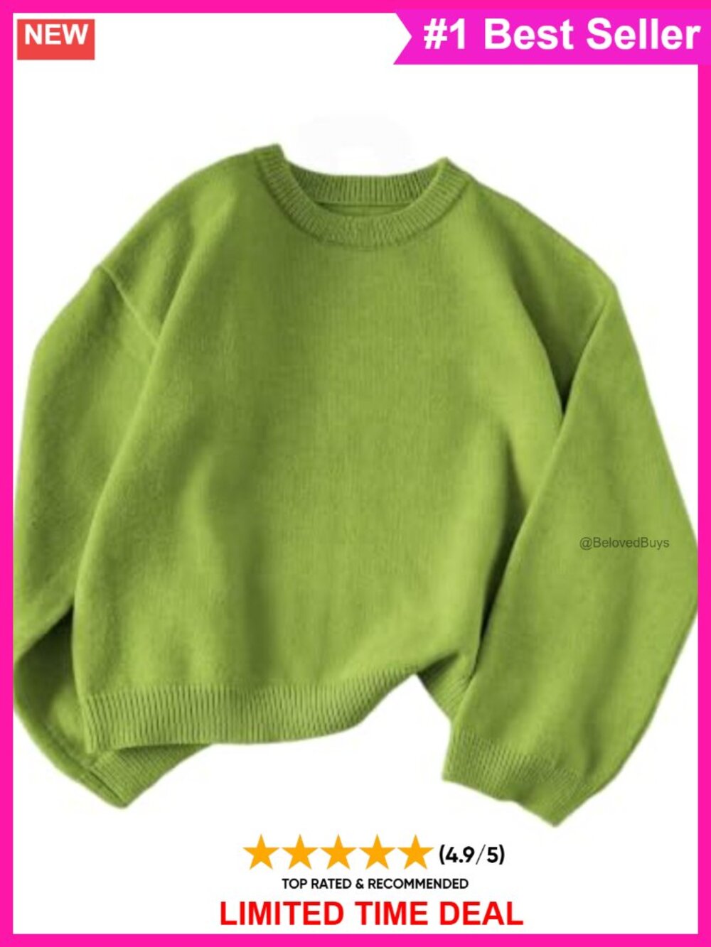 Crew Neck Sweater Long Sleeve Solid Oversized Pullover